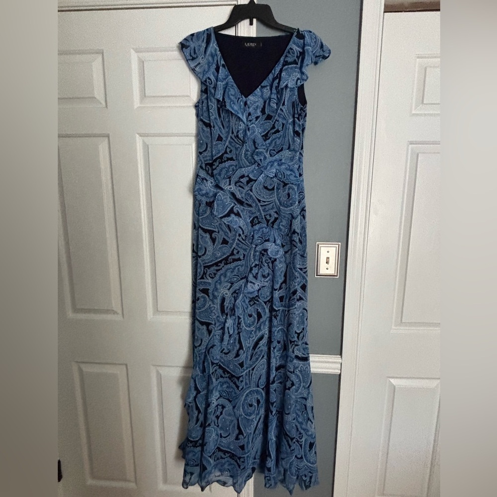 Ralph Lauren Blue Paisley Maxi Dress